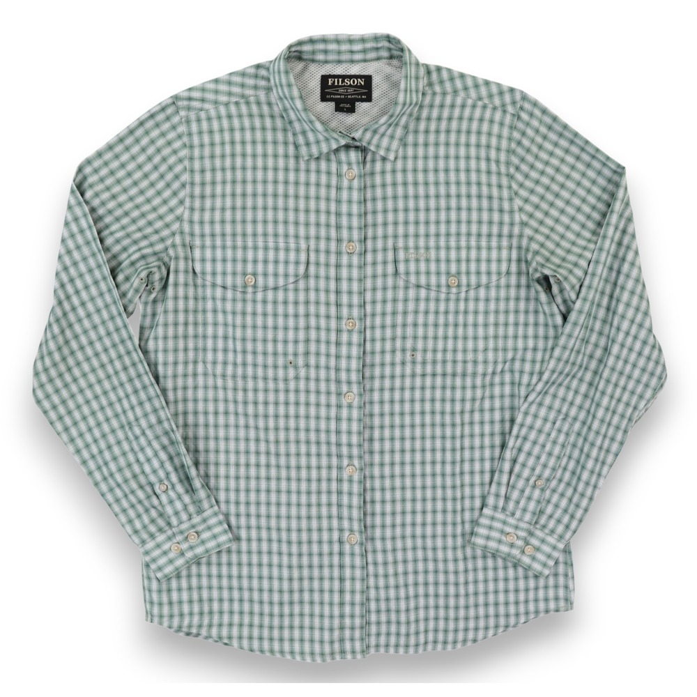 Filson Twin Lakes Sport Shirt Womens Large Vented Button Up Long Sleeve Outdoor
